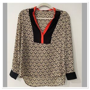 THML Women's Top Black and Orange Coral Long Sleeves Size XS